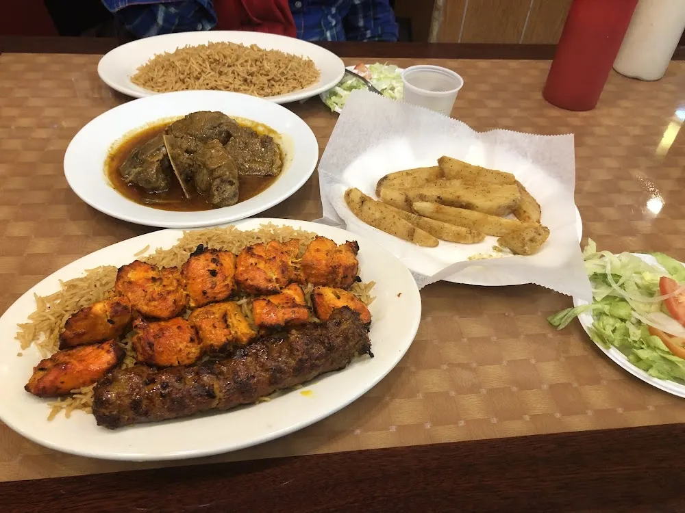 Potato Wedges Rice Chicken Tikka Beef Kebabs